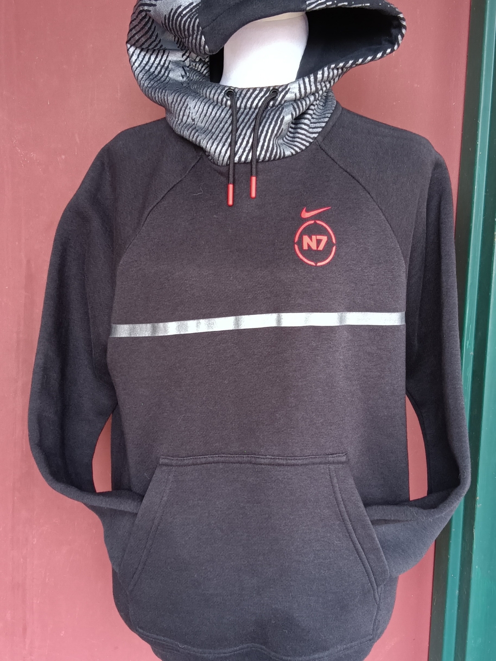 Nike Black Pullover Hoodie with Red Logo